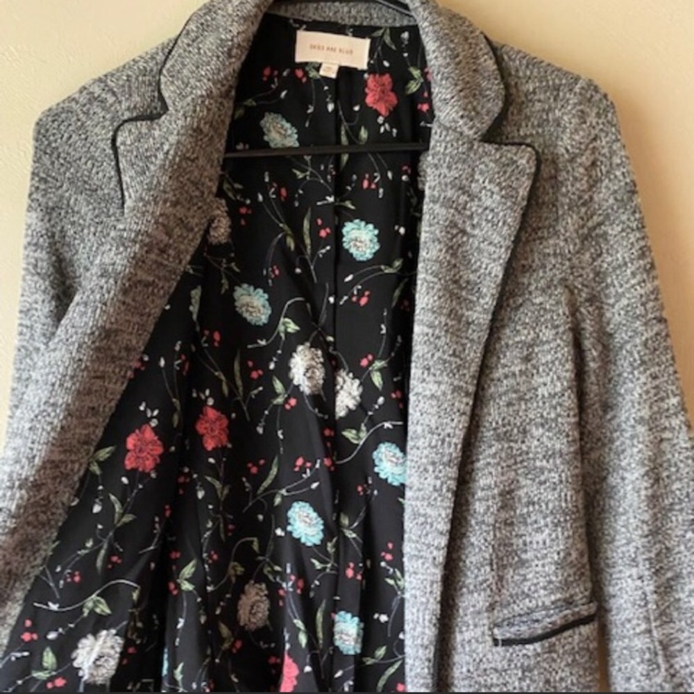 Soft Knit Sweater Blazer Gray XS Floral Lined